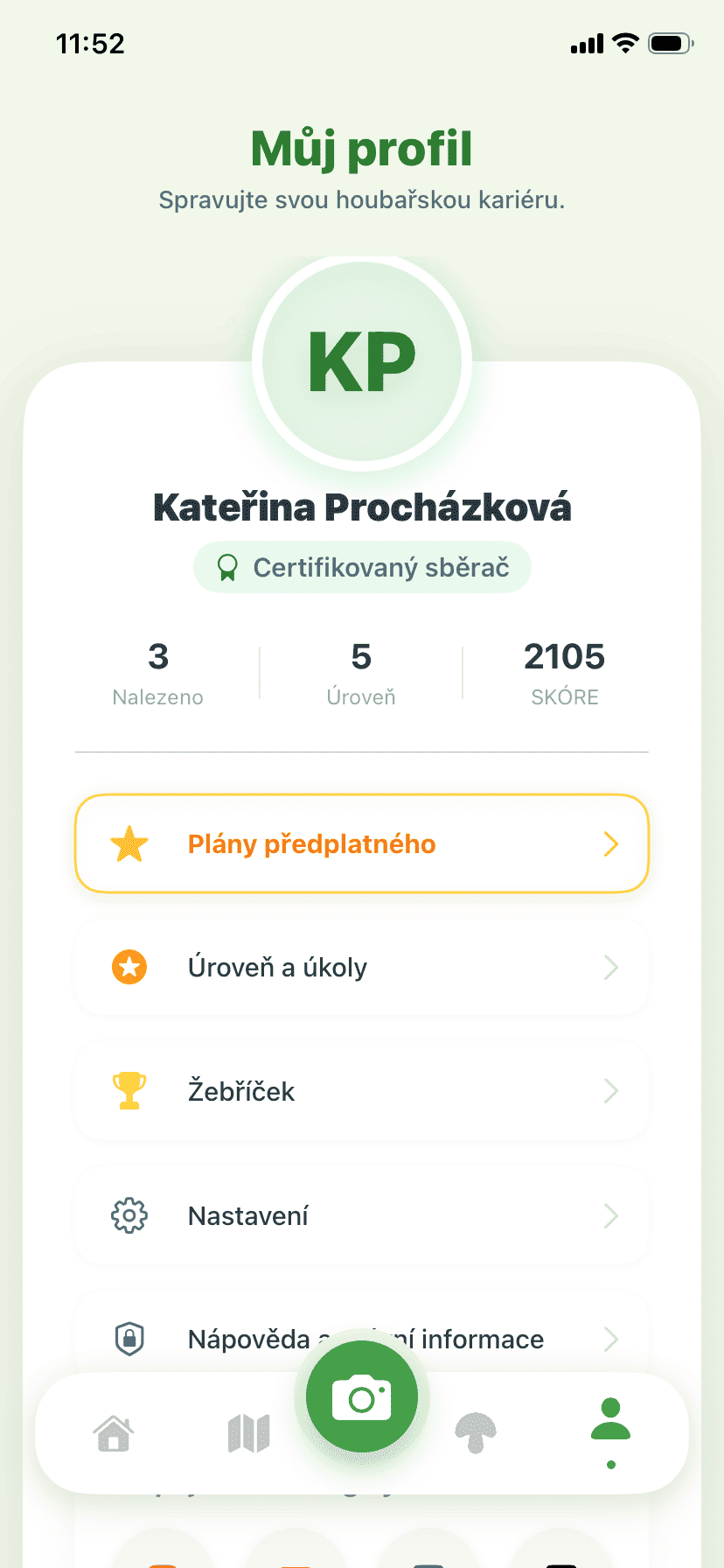 Fungisys Profil app screen