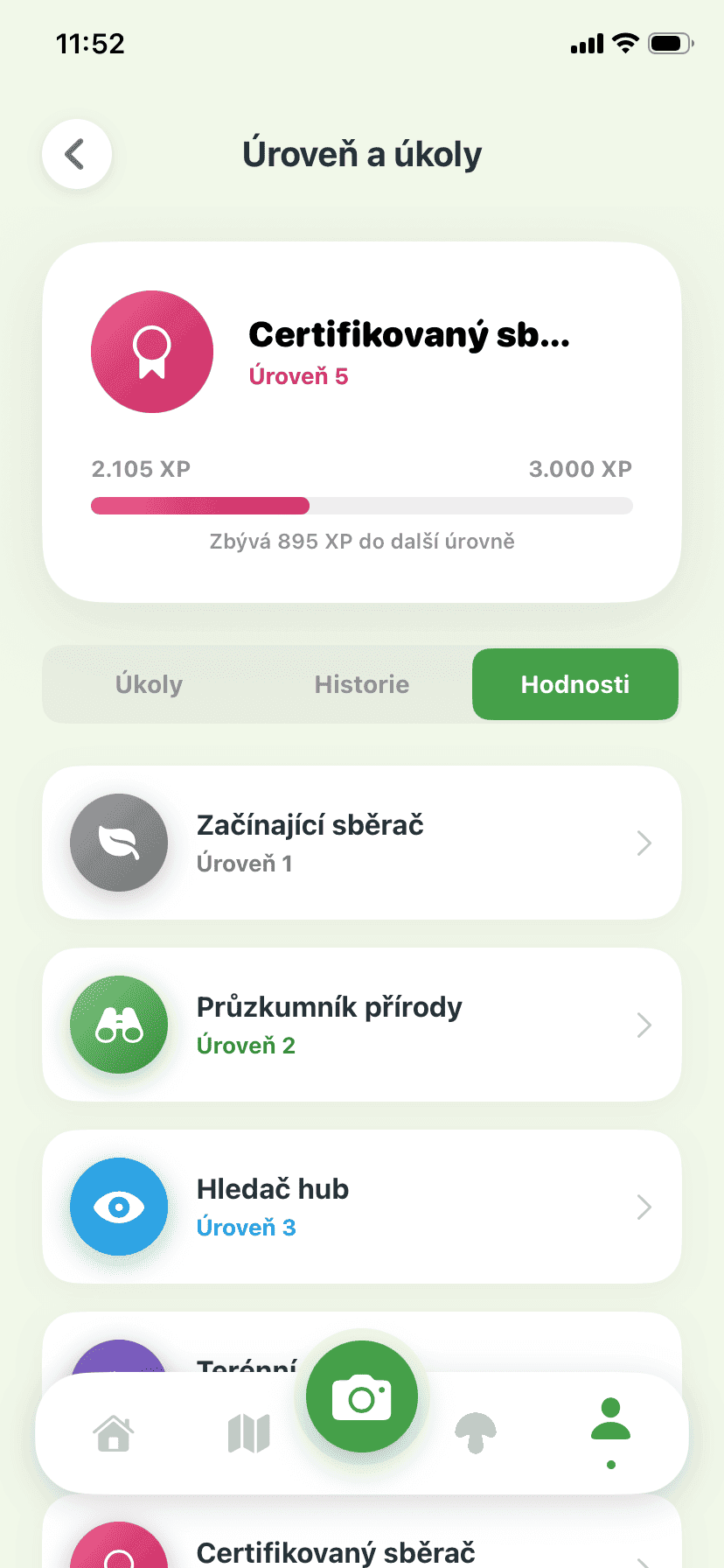 Fungisys Hodnosti app screen