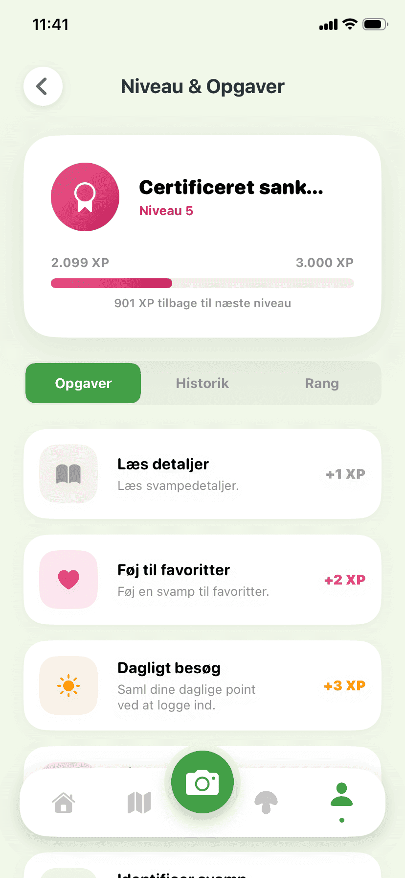 Fungisys Opgaver app screen