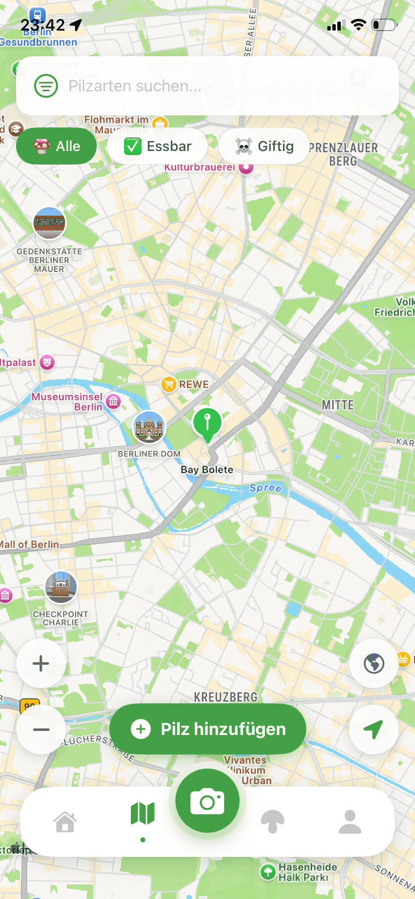 Fungisys Kartenseite app screen