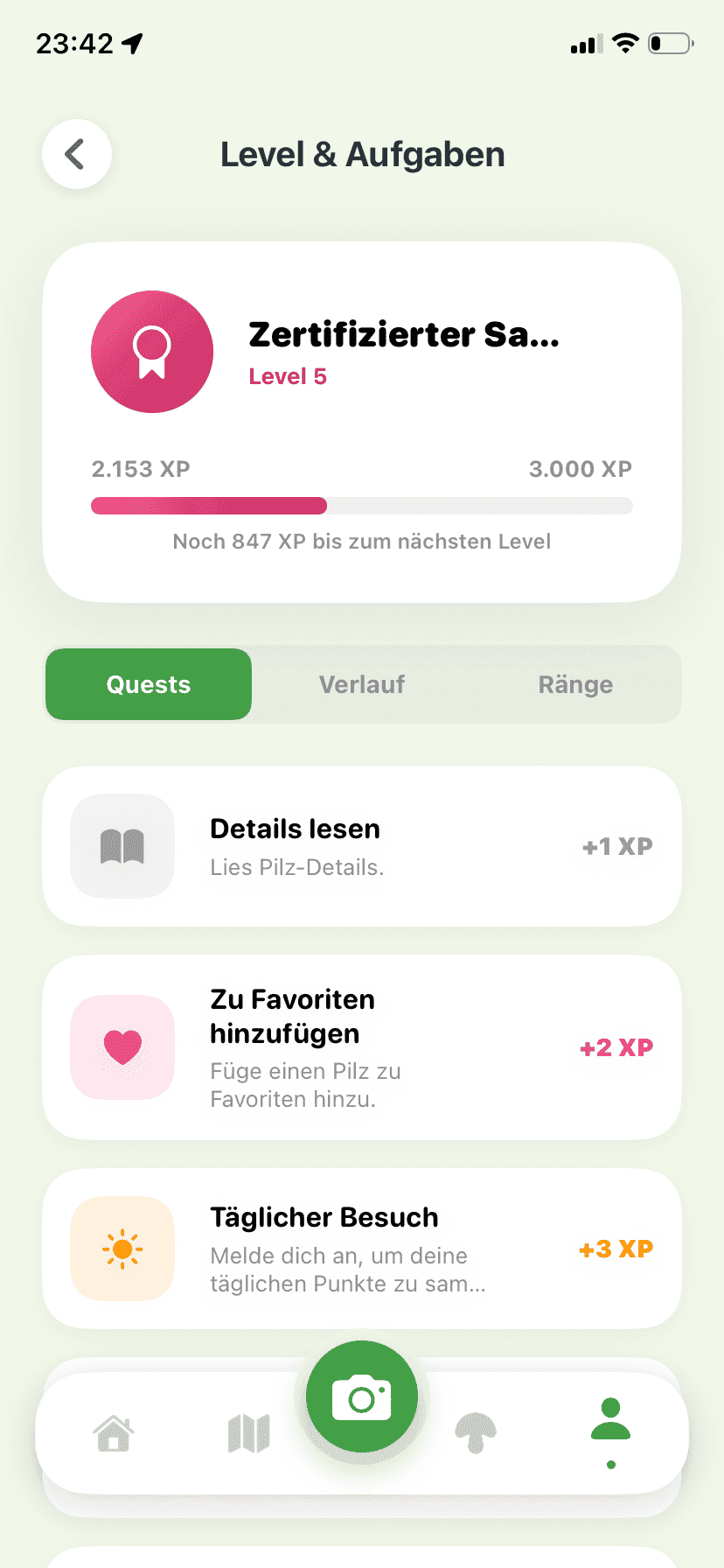 Fungisys Aufgaben app screen