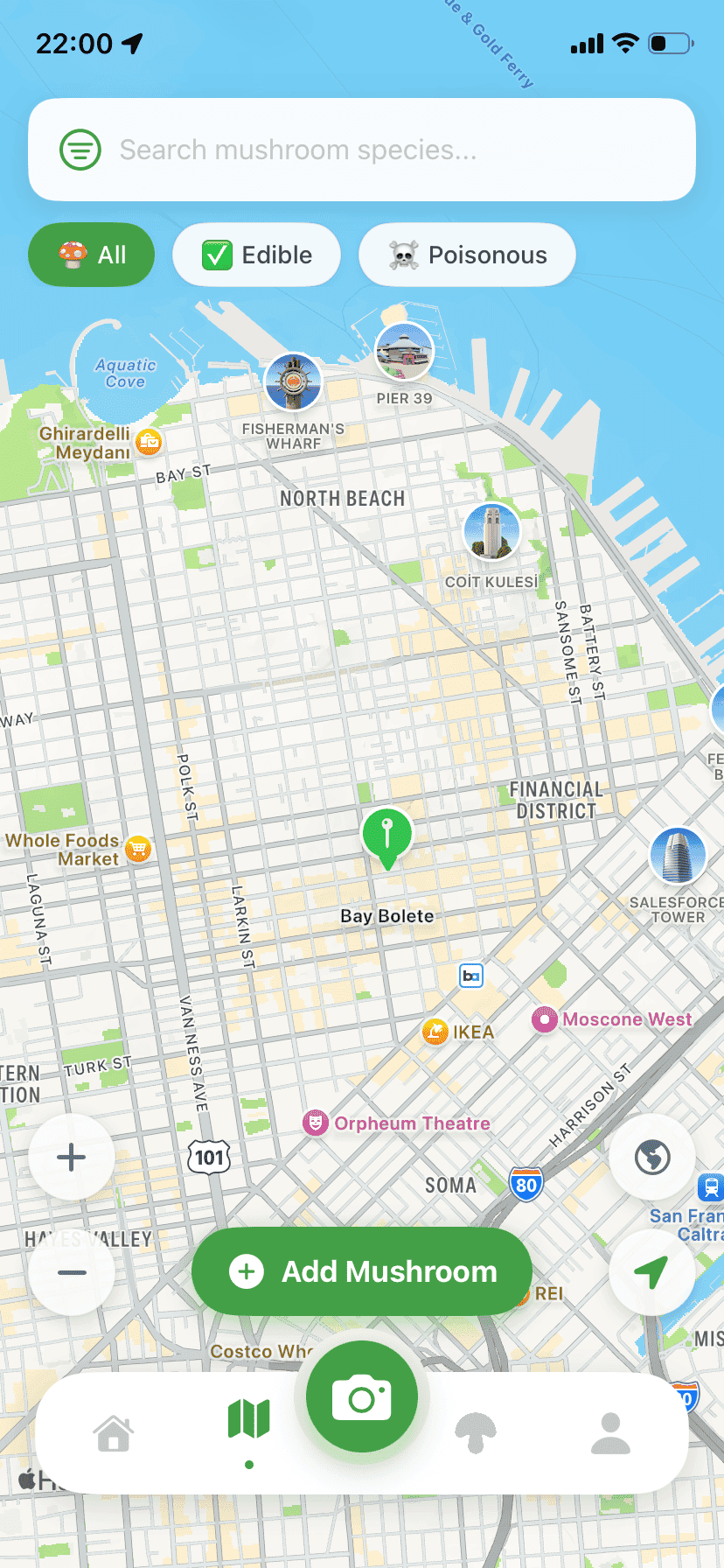 Fungisys Map Screen app screen