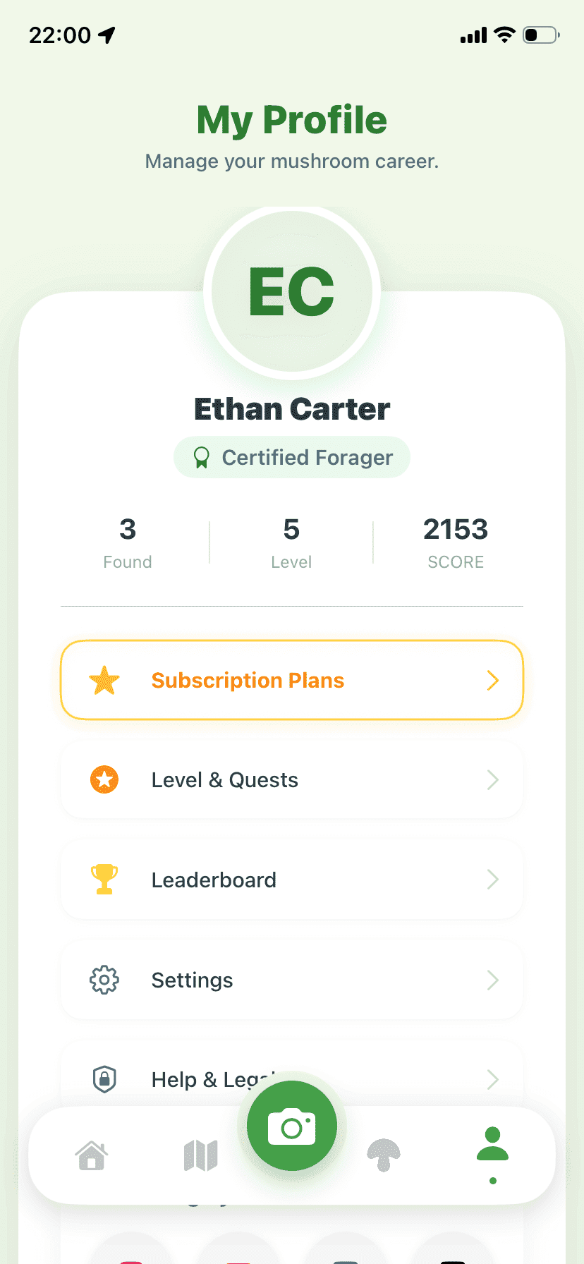 Fungisys Profile Screen app screen