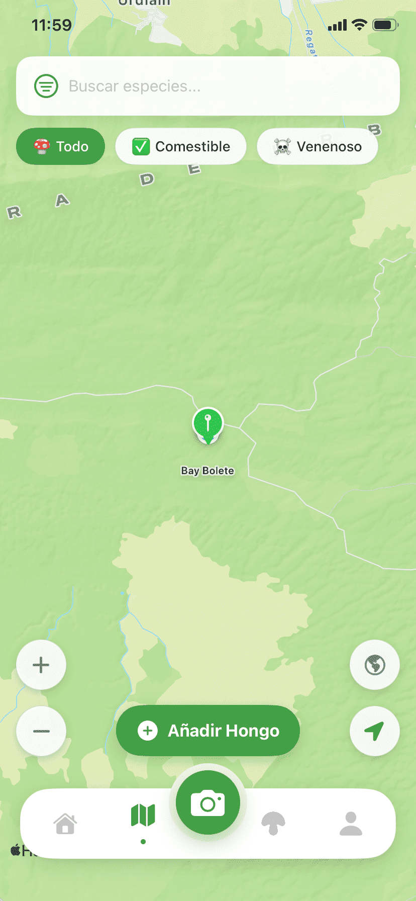 Fungisys Pantalla de mapa app screen
