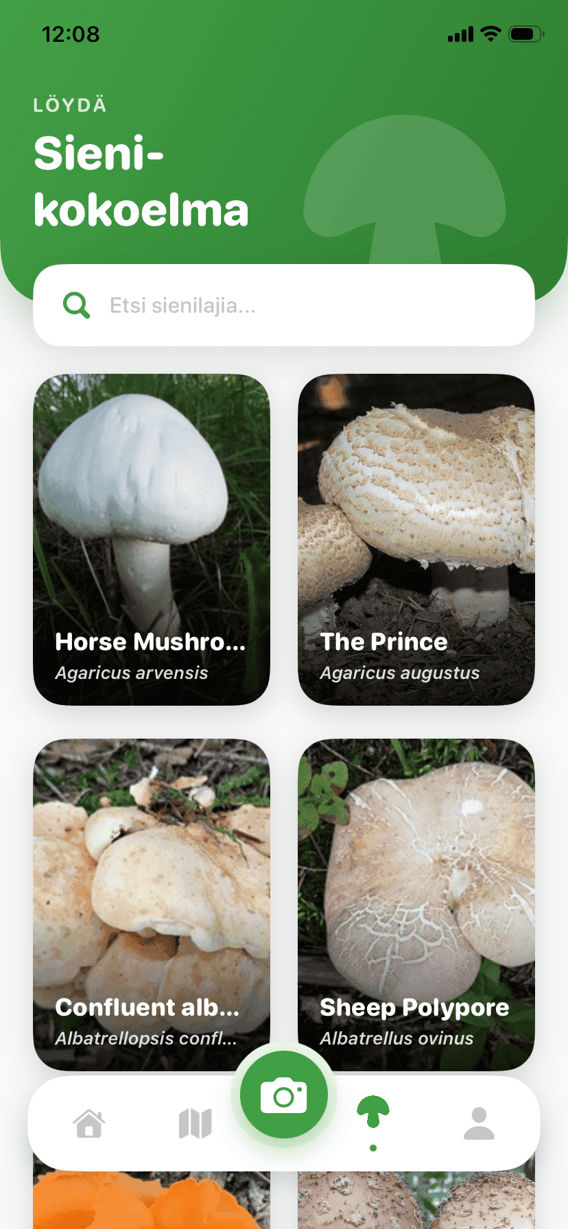 Fungisys Tutki sieniä app screen