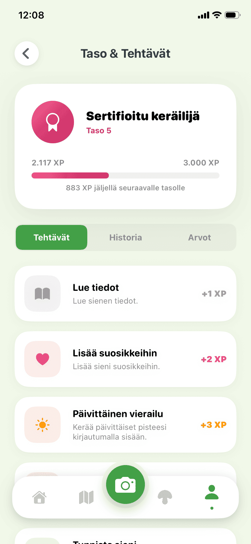 Fungisys Tehtävät app screen