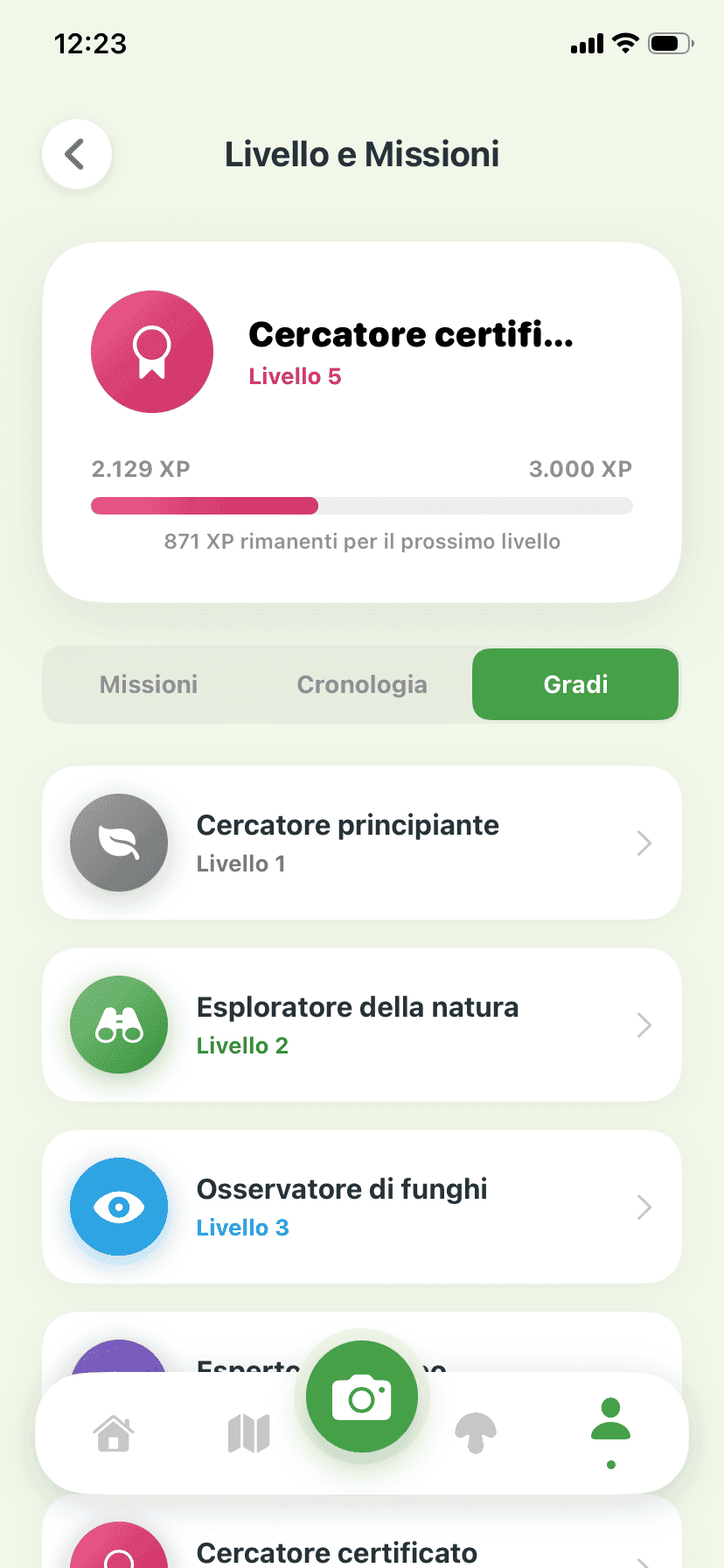Fungisys Gradi app screen