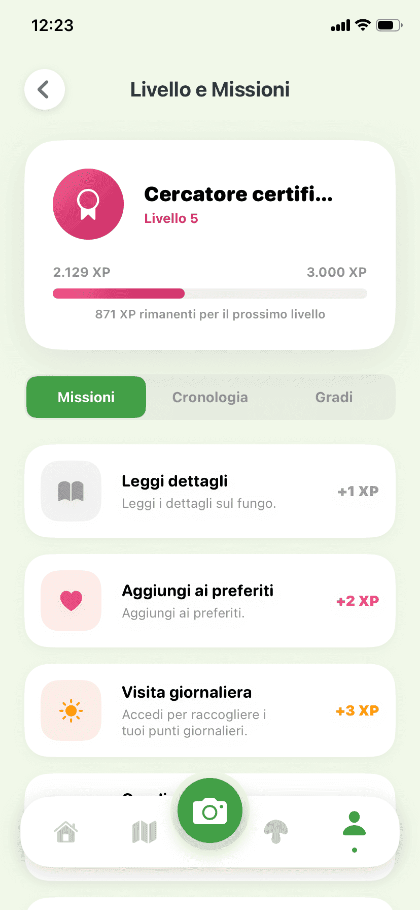Fungisys Missioni app screen