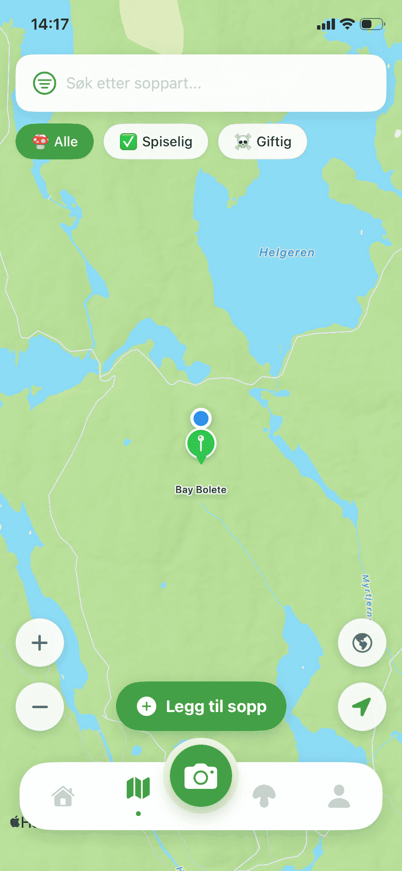 Fungisys Kartskjerm app screen