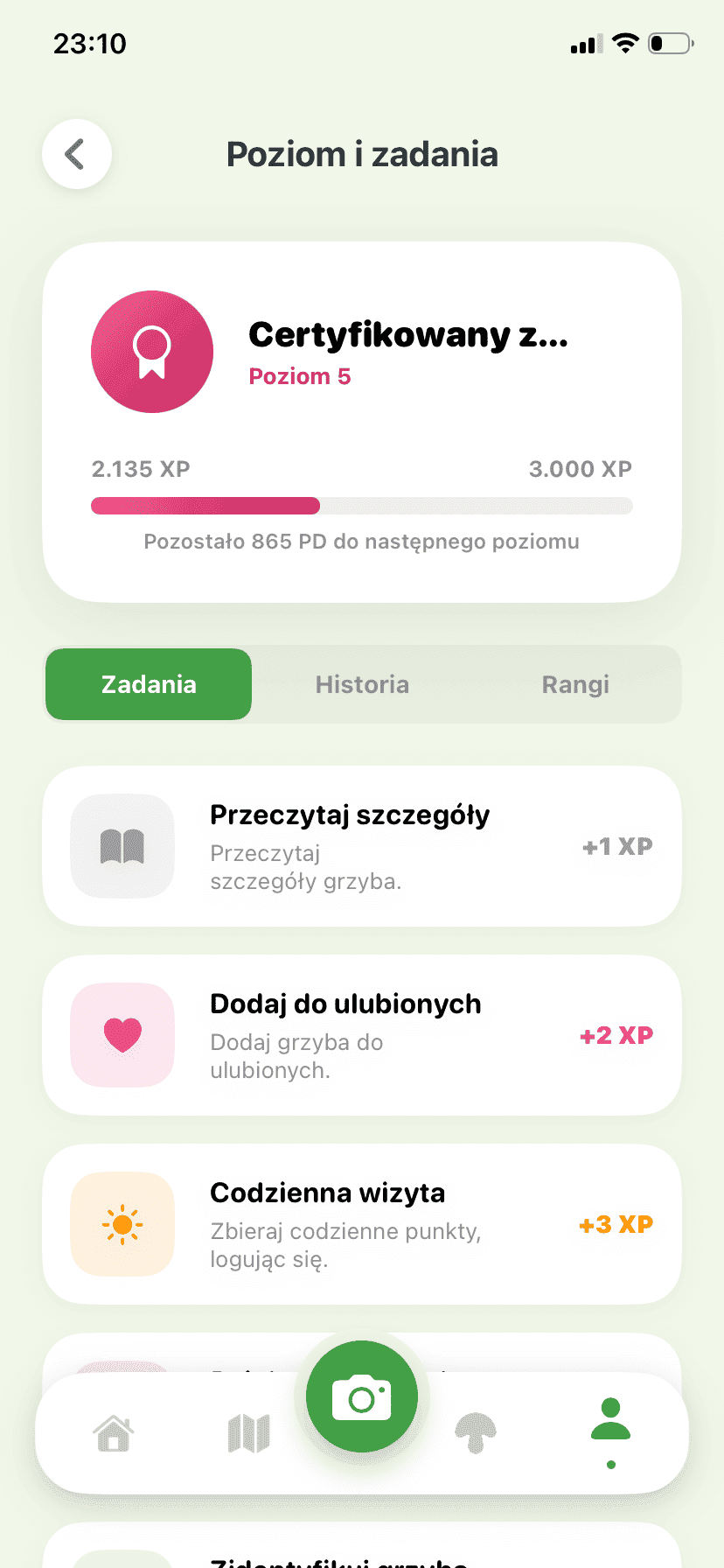 Fungisys Zadania app screen
