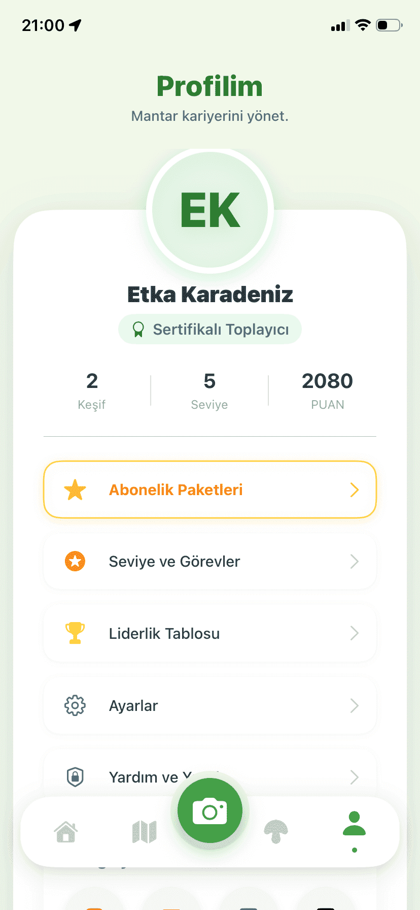 Fungisys Profil Sayfası app screen
