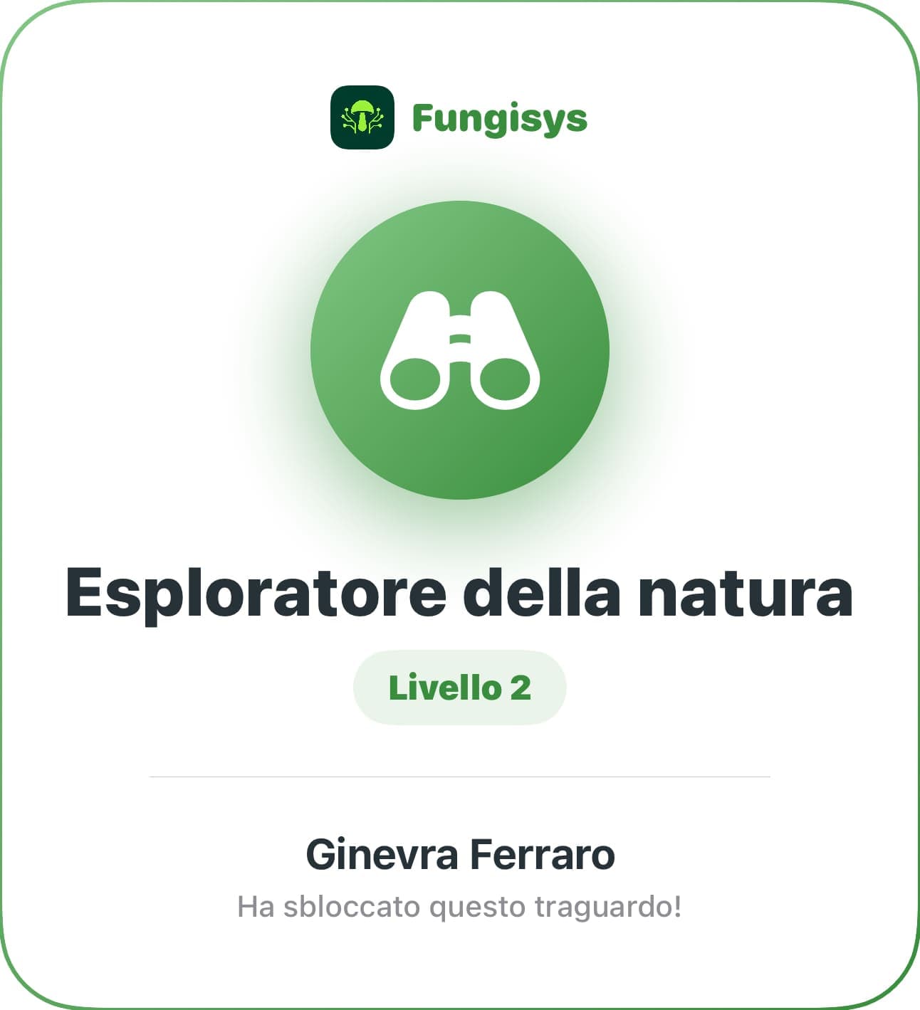 Fungisys Condivisione badge e grado share card