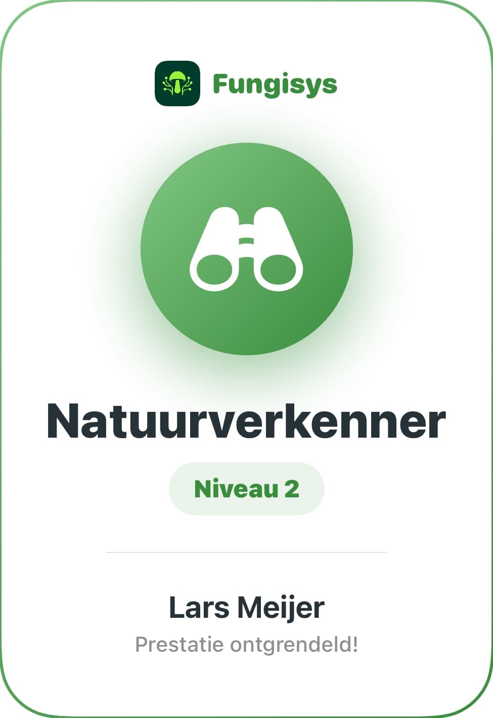 Fungisys Badge en rang delen share card