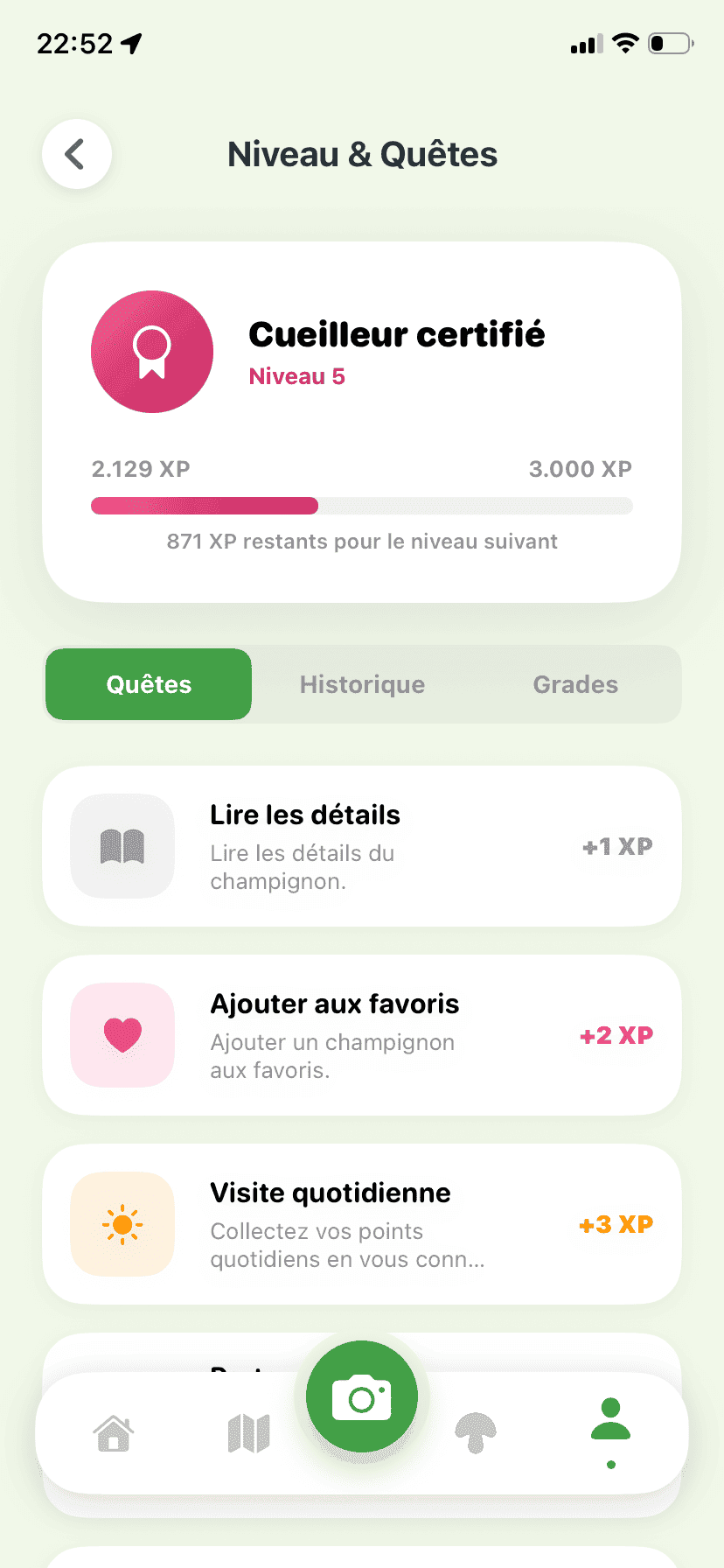 Fungisys Missions app screen
