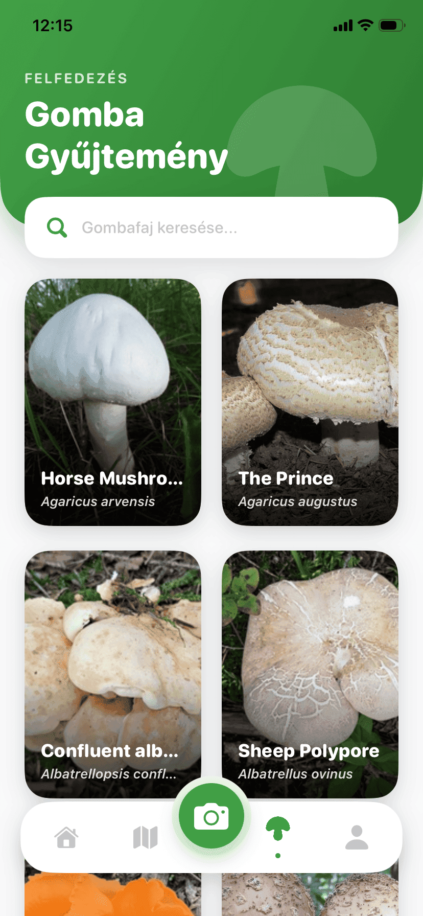 Fungisys Gombák felfedezése app screen
