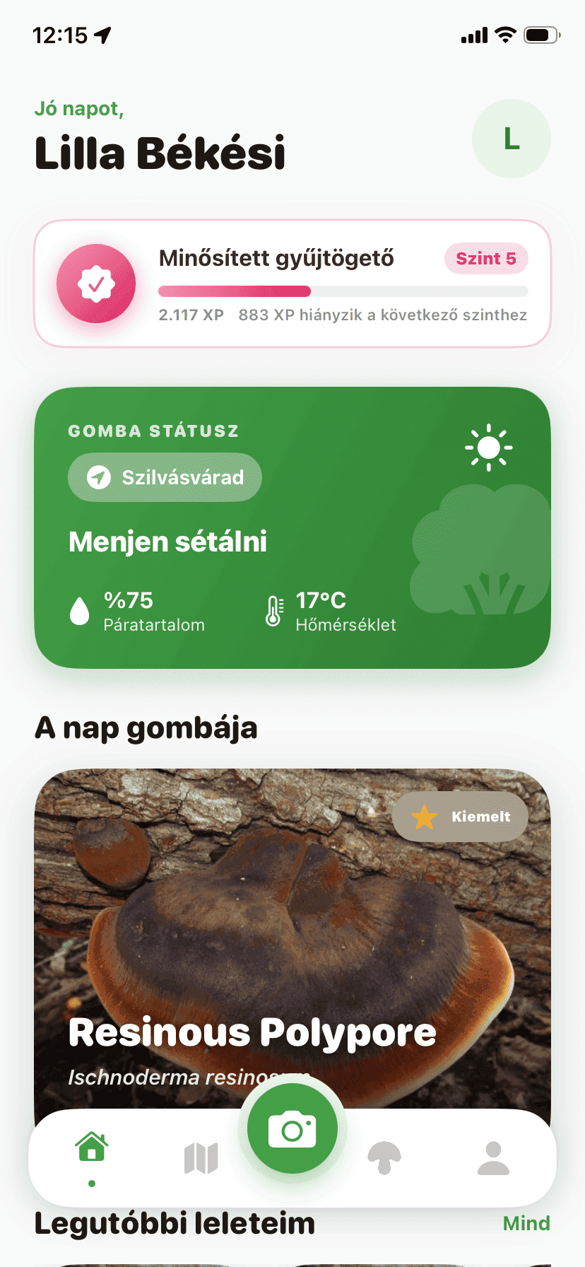 Fungisys Főképernyő app screen