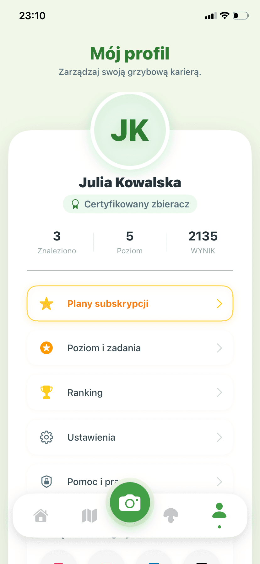 Ekran profilu