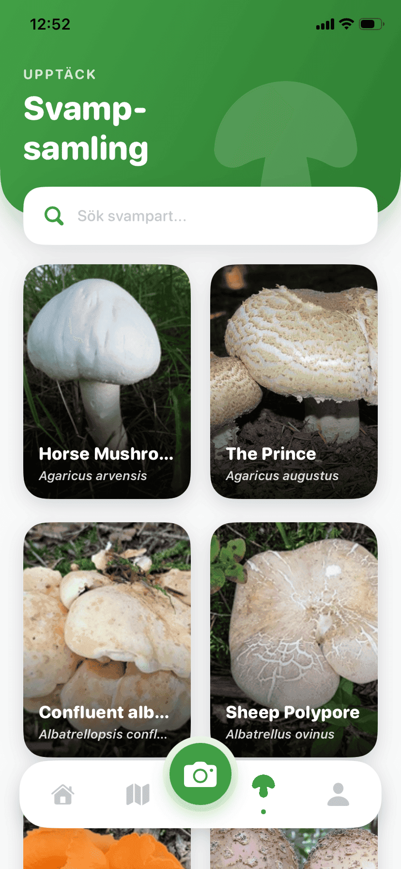 Fungisys Utforska svampar app screen