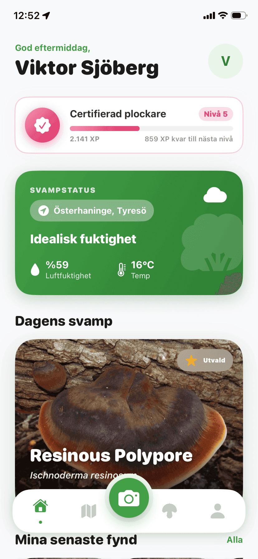 Fungisys Hemskärm app screen
